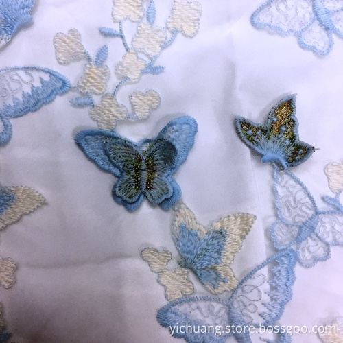 Women's polyester butterfly embroidery long dress